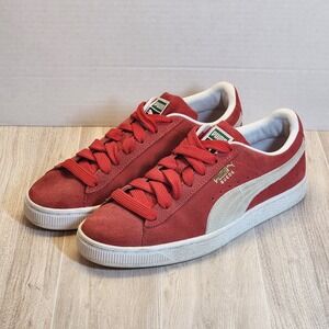 PUMA Suede Classic XXI Sneakers Red/White/gold Men's Size 5  VTG retro reissue
